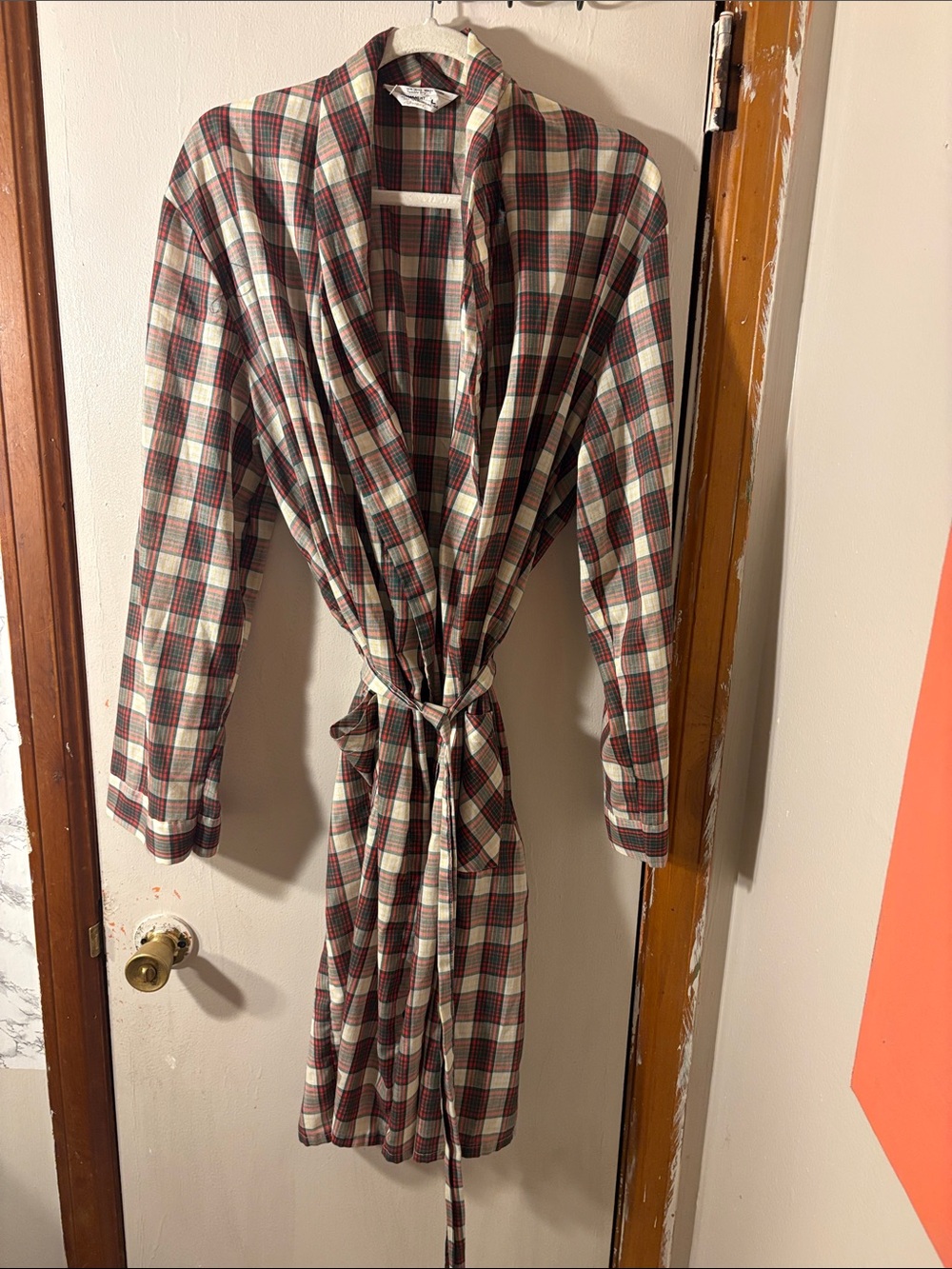 JCPenney Plaid Robe in Cream, Red & Green